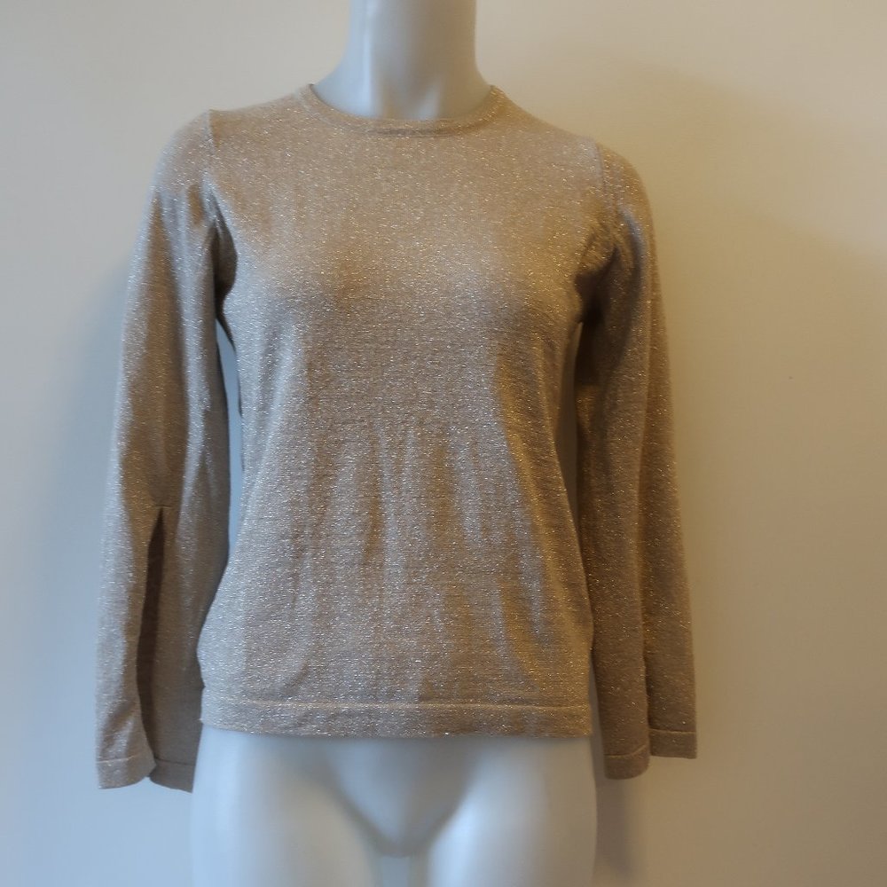 MINNIE ROSE GOLD METALLIC CREW NECK SWEATER S *